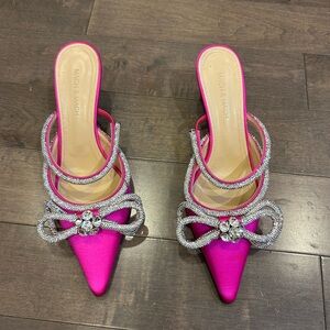 Mach & Mach Double Bow Pointed Toe Slingback Pumps 37.5